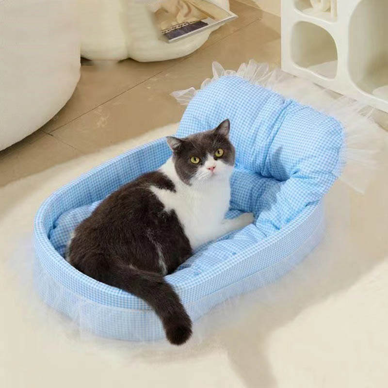 Modern Minimalist Polyester Sponge Oval Cat Bed For Living Room & Bedroom