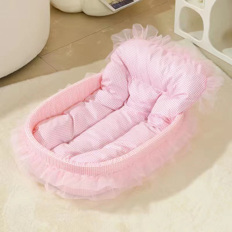 Modern Minimalist Polyester Sponge Oval Cat Bed For Living Room & Bedroom