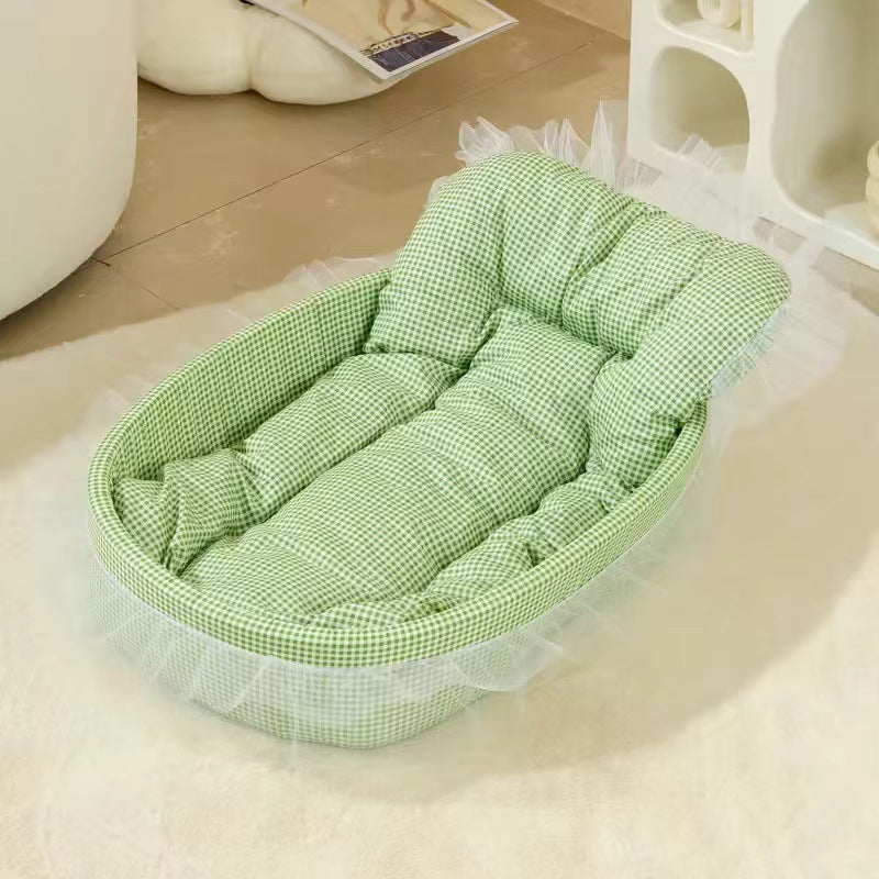 Modern Minimalist Polyester Sponge Oval Cat Bed For Living Room & Bedroom