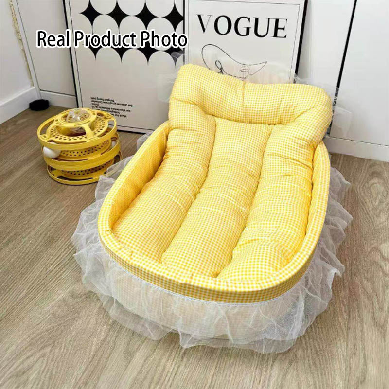 Modern Minimalist Polyester Sponge Oval Cat Bed For Living Room & Bedroom