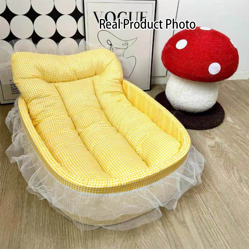 Modern Minimalist Polyester Sponge Oval Cat Bed For Living Room & Bedroom