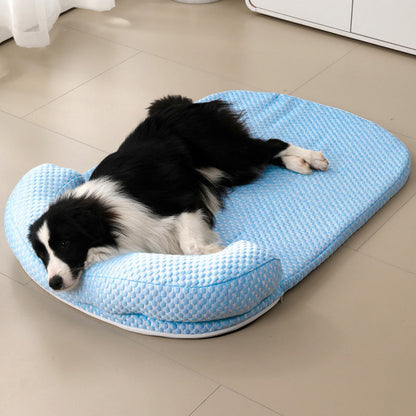 Modern Minimalist Cooling Ice Silk Sponge PP Cotton Oval Dog Bed For Living Room & Bedroom