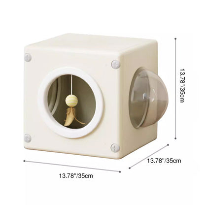 Modern Minimalist Resin PET Square Cat Bed 1-Toy Ball & Interchangeable Design For Living Room & Bedroom