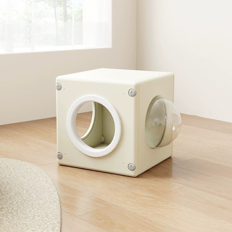 Modern Minimalist Resin PET Square Cat Bed 1-Toy Ball & Interchangeable Design For Living Room & Bedroom