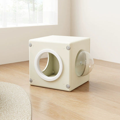 Modern Minimalist Resin PET Square Cat Bed 1-Toy Ball & Interchangeable Design For Living Room & Bedroom