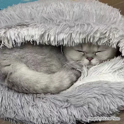 Modern Minimalist Long Velvet PP Cotton Round Cat Bed For Living Room & Bedroom