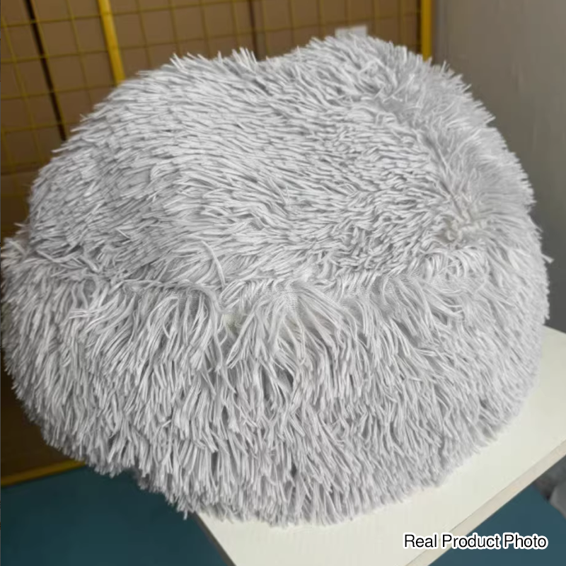 Modern Minimalist Long Velvet PP Cotton Round Cat Bed For Living Room & Bedroom