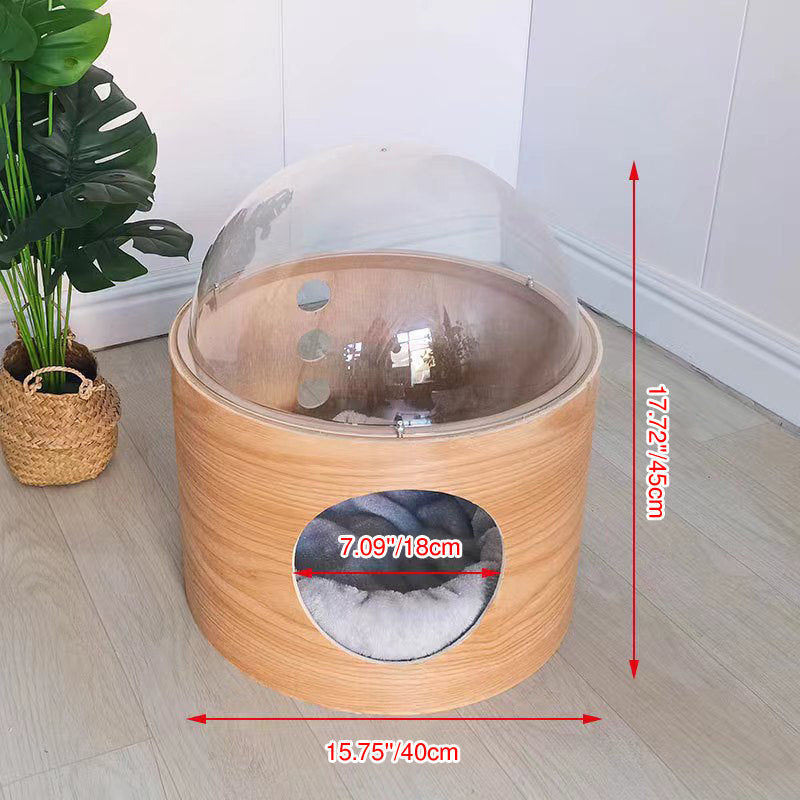 Modern Minimalist MDF Sisal Acrylic Oval Space Capsule Cat Bed For Living Room & Bedroom