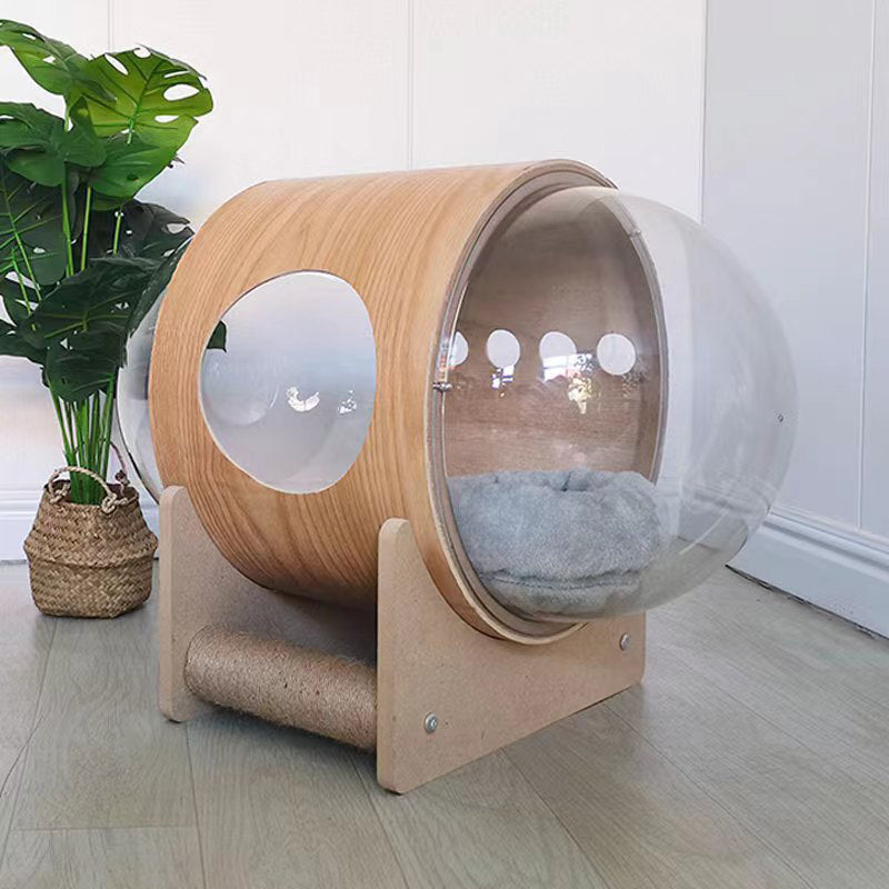 Modern Minimalist MDF Sisal Acrylic Oval Space Capsule Cat Bed For Living Room & Bedroom