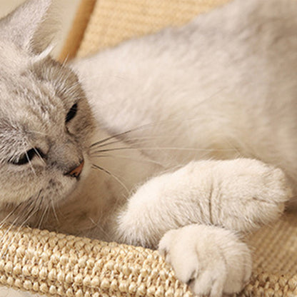 Modern Minimalist MDF Cotton-linen Jute Triangular Cat Tree & Condos 1-Hammock 2-Scratching Post For Living Room