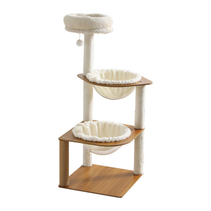Modern Minimalist Composite Board Acrylic Velvet Sisal Rectangular Cat Tree & Condos 2-Condo 1-Perch 1-Toy Ball For Living Room