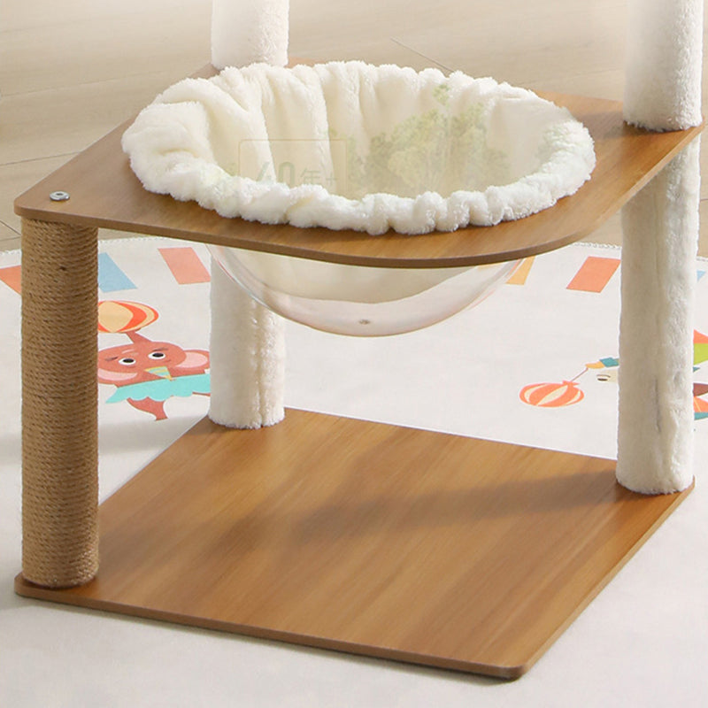 Modern Minimalist Composite Board Acrylic Velvet Sisal Rectangular Cat Tree & Condos 2-Condo 1-Perch 1-Toy Ball For Living Room