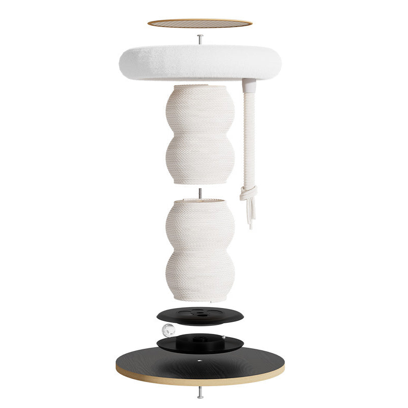 Modern Minimalist Cylindrical Wavy-Patterned Hemp Rope Bamboo Mat Velvet Medium Density Fiberboard Foam Plastic Cat Tree & Condo 1-Scratching Post For Living Room