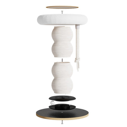 Modern Minimalist Cylindrical Wavy-Patterned Hemp Rope Bamboo Mat Velvet Medium Density Fiberboard Foam Plastic Cat Tree & Condo 1-Scratching Post For Living Room