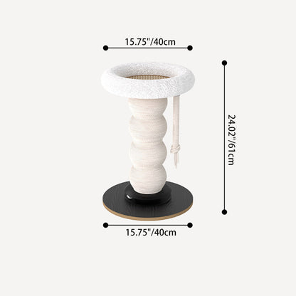 Modern Minimalist Cylindrical Wavy-Patterned Hemp Rope Bamboo Mat Velvet Medium Density Fiberboard Foam Plastic Cat Tree & Condo 1-Scratching Post For Living Room