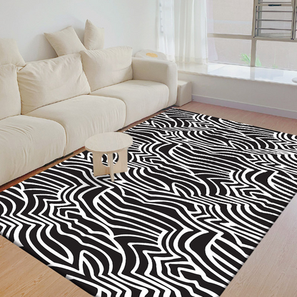 Contemporary Creative Rectangular Polyester Velvet Non-Woven Fabric Non-Slip Printed Rug For Living Room