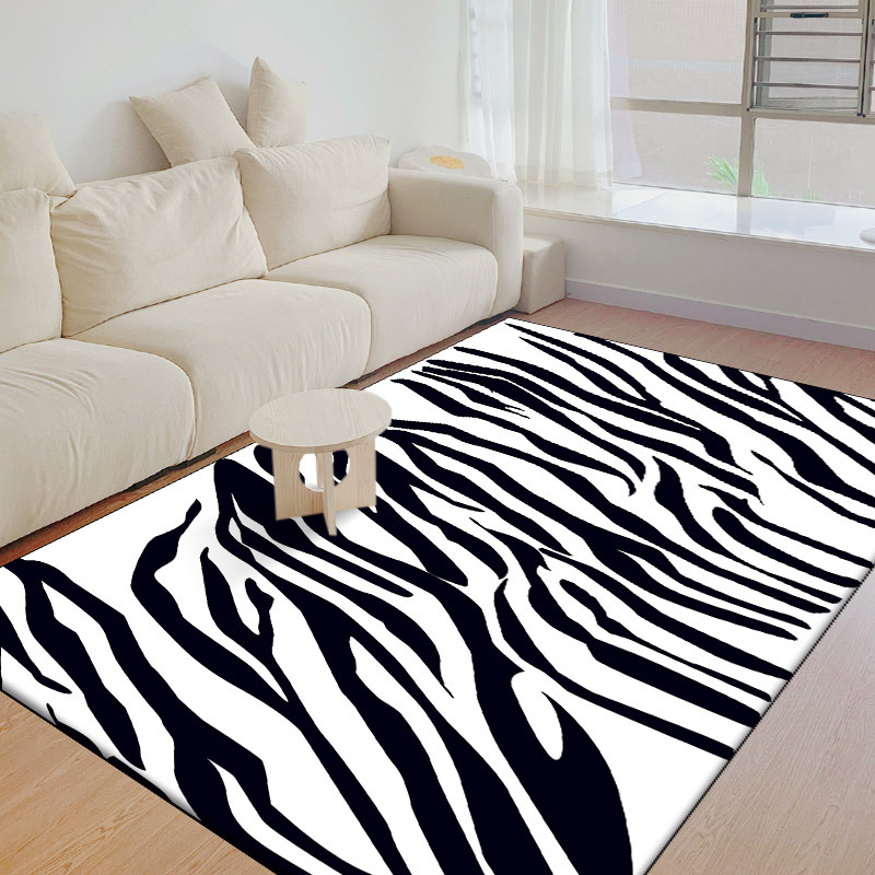 Contemporary Creative Rectangular Polyester Velvet Non-Woven Fabric Non-Slip Printed Rug For Living Room