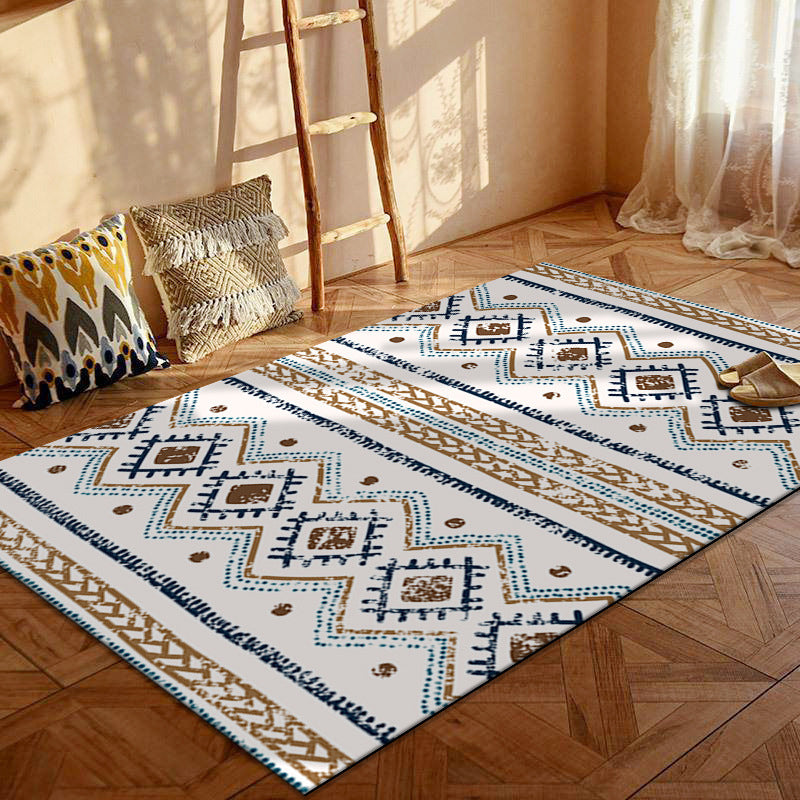 Contemporary Creative Rectangular Polyester Velvet Non-Woven Fabric Non-Slip Printed Rug for Living Room