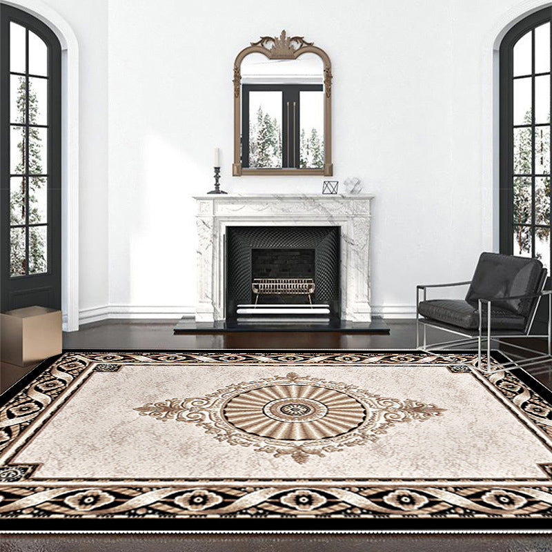Contemporary Creative Rectangular Polyester Velvet Non-Woven Fabric Non-Slip Printed Rug for Living Room