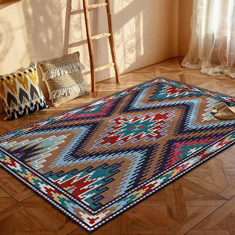 Contemporary Creative Rectangular Polyester Velvet Non-Woven Fabric Non-Slip Printed Rug for Living Room