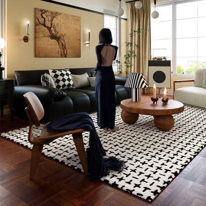 Modern Minimalist Rectangular Polypropylene Dotted Plastic Cotton Linen Non-Slip Printed Rug For Living Room