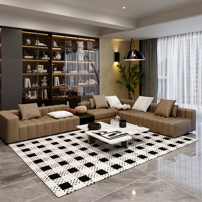 Modern Minimalist Rectangular Polypropylene Dotted Plastic Cotton Linen Non-Slip Printed Rug For Living Room