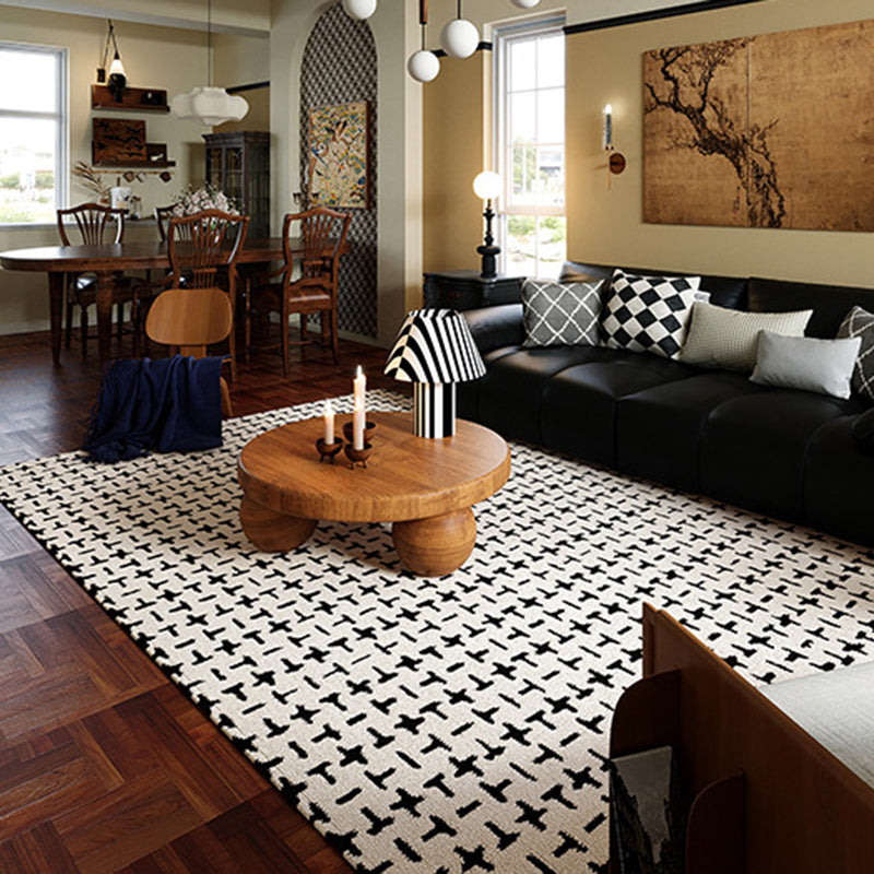 Modern Minimalist Rectangular Polypropylene Dotted Plastic Cotton Linen Non-Slip Printed Rug For Living Room