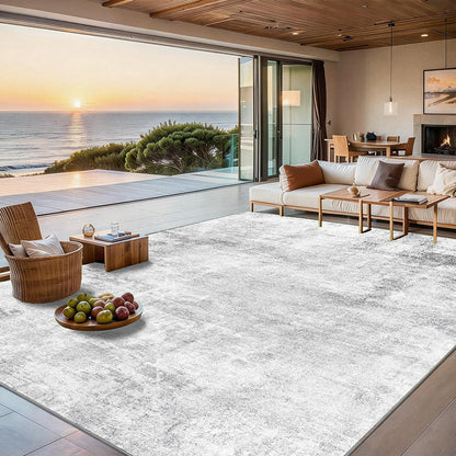 Modern Minimalist Rectangular Simulated Cashmere Cotton Linen Non-Slip Printed Rug For Living Room