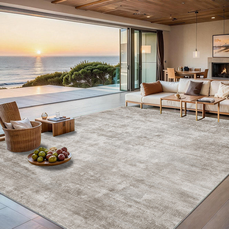 Modern Minimalist Rectangular Simulated Cashmere Cotton Linen Non-Slip Printed Rug For Living Room
