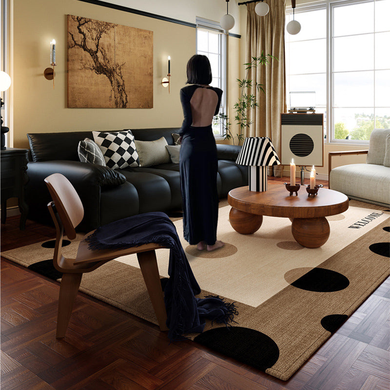 Contemporary Creative Rectangular Polyester Velvet Rubber Non-Slip Printed Rug For Living Room