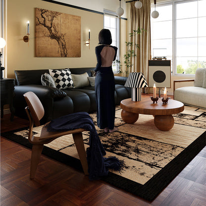 Contemporary Creative Rectangular Polyester Velvet Rubber Non-Slip Printed Rug For Living Room