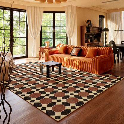 Contemporary Creative Rectangular Polyester Velvet Rubber Non-Slip Printed Rug For Living Room