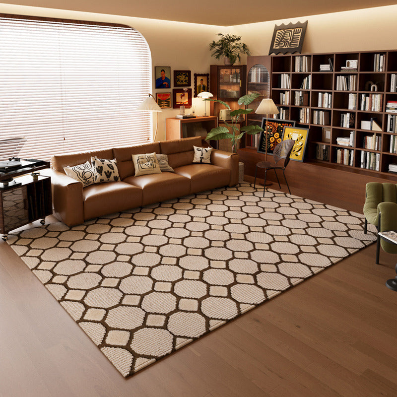 Contemporary Creative Rectangular Polyester Velvet Rubber Non-Slip Printed Rug For Living Room