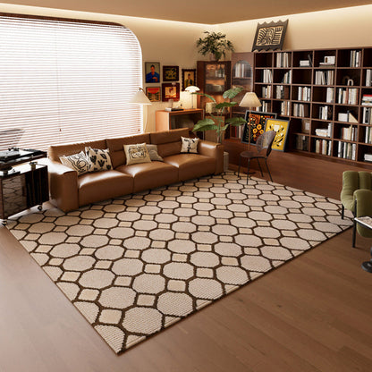 Contemporary Creative Rectangular Polyester Velvet Rubber Non-Slip Printed Rug For Living Room