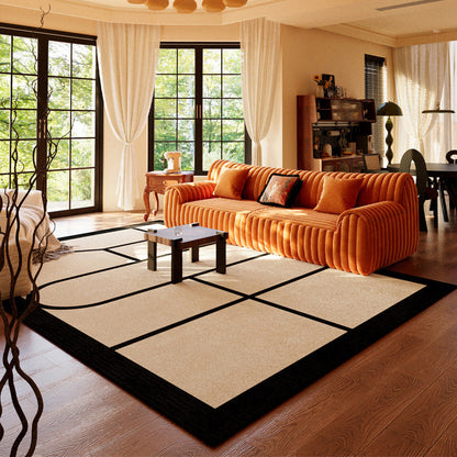 Contemporary Creative Rectangular Polyester Velvet Rubber Non-Slip Printed Rug For Living Room