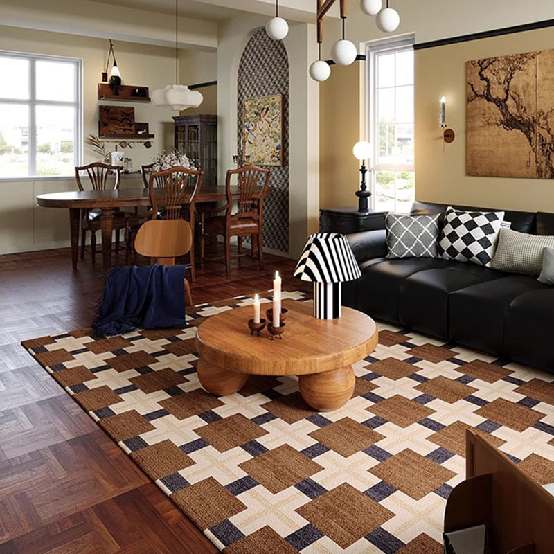 Contemporary Creative Rectangular Polyester Velvet Rubber Non-Slip Printed Rug For Living Room