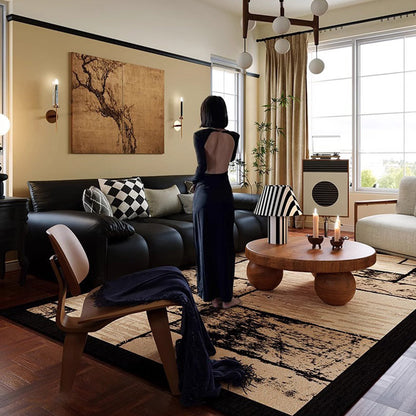 Contemporary Creative Rectangular Polyester Velvet Rubber Non-Slip Printed Rug For Living Room