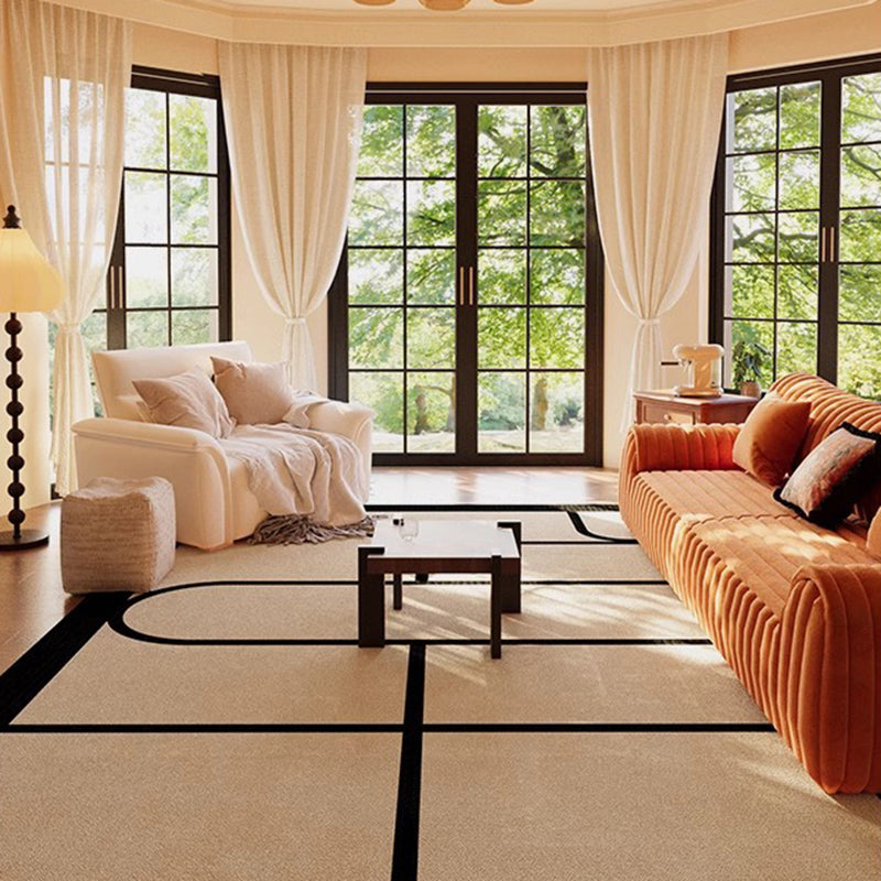 Contemporary Creative Rectangular Polyester Velvet Rubber Non-Slip Printed Rug For Living Room