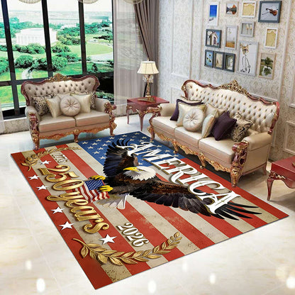Contemporary Creative Rectangular Simulated Cashmere Cotton Linen Non-Slip Printed Rug For Living Room