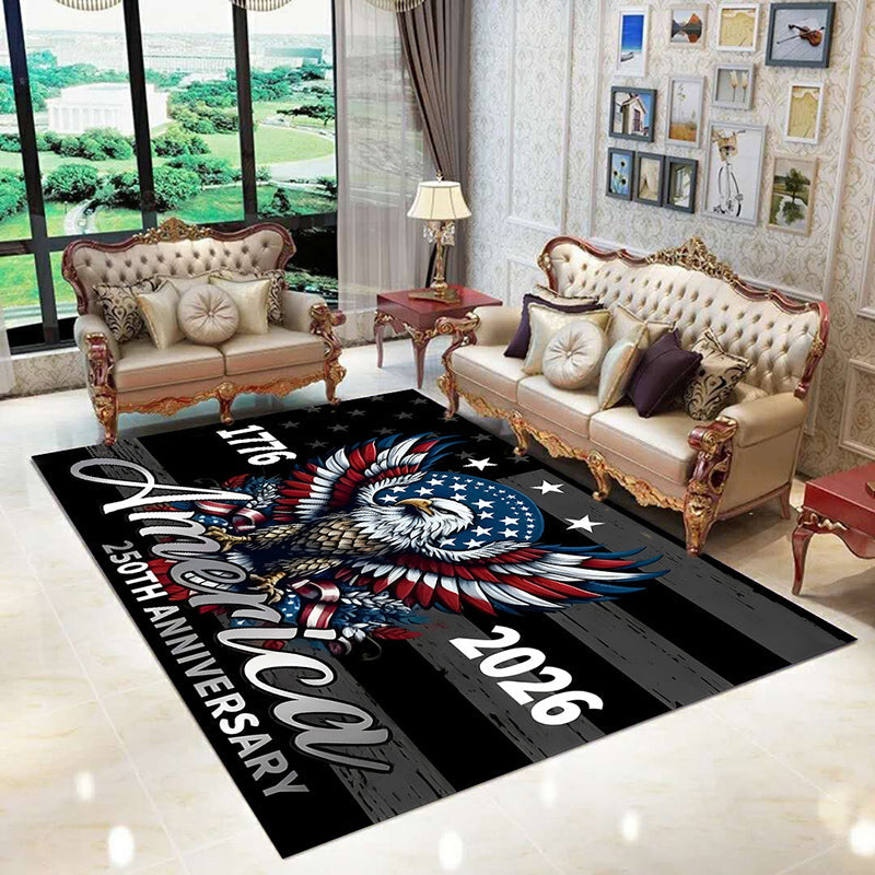 Contemporary Creative Rectangular Simulated Cashmere Cotton Linen Non-Slip Printed Rug For Living Room