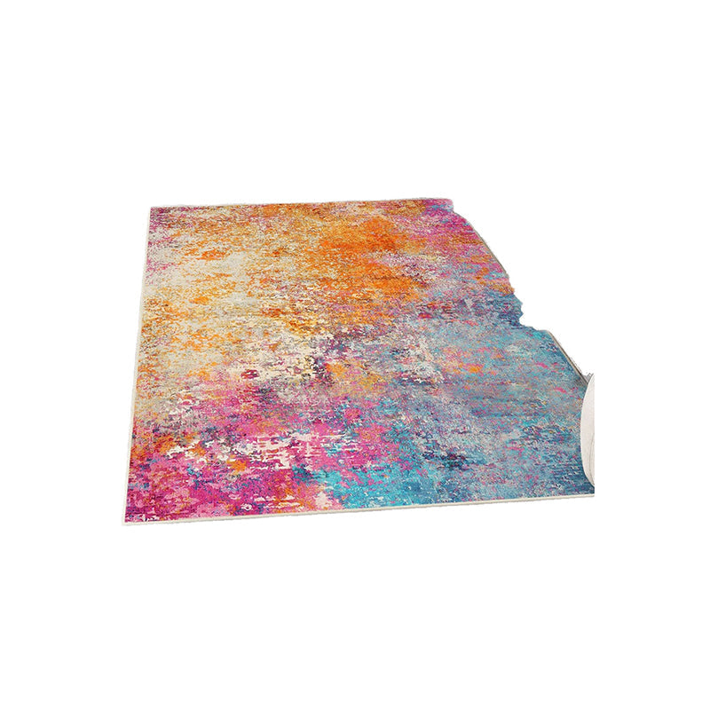 Contemporary Creative Rectangular Simulated Cashmere Cotton Linen Non-Slip Printed Rug For Living Room