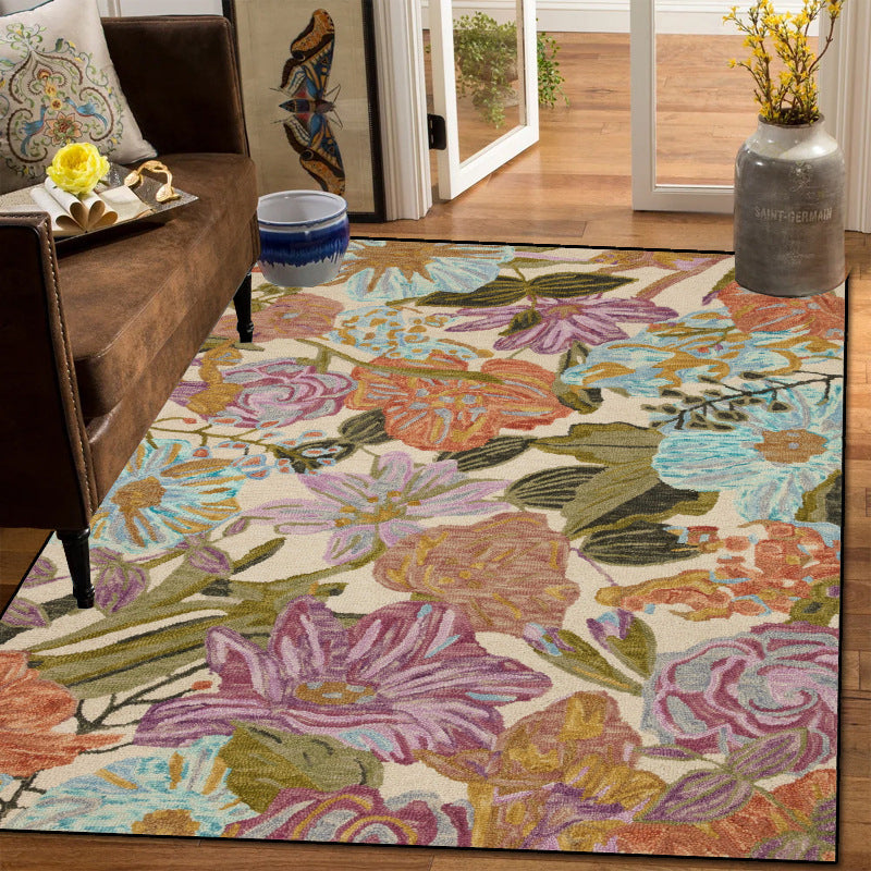 Traditional Vintage Rectangular Polyester Velvet Non-Woven Fabric Non-Slip Printed Rug For Living Room
