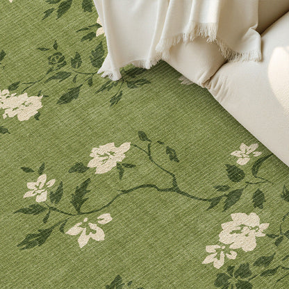 Traditional French Rectangular Polyester Fiber Dotted Plastic Cotton Linen Printed Non-Slip Rug For Living Room