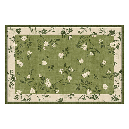 Traditional French Rectangular Polyester Fiber Dotted Plastic Cotton Linen Printed Non-Slip Rug For Living Room