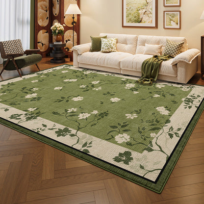 Traditional French Rectangular Polyester Fiber Dotted Plastic Cotton Linen Printed Non-Slip Rug For Living Room