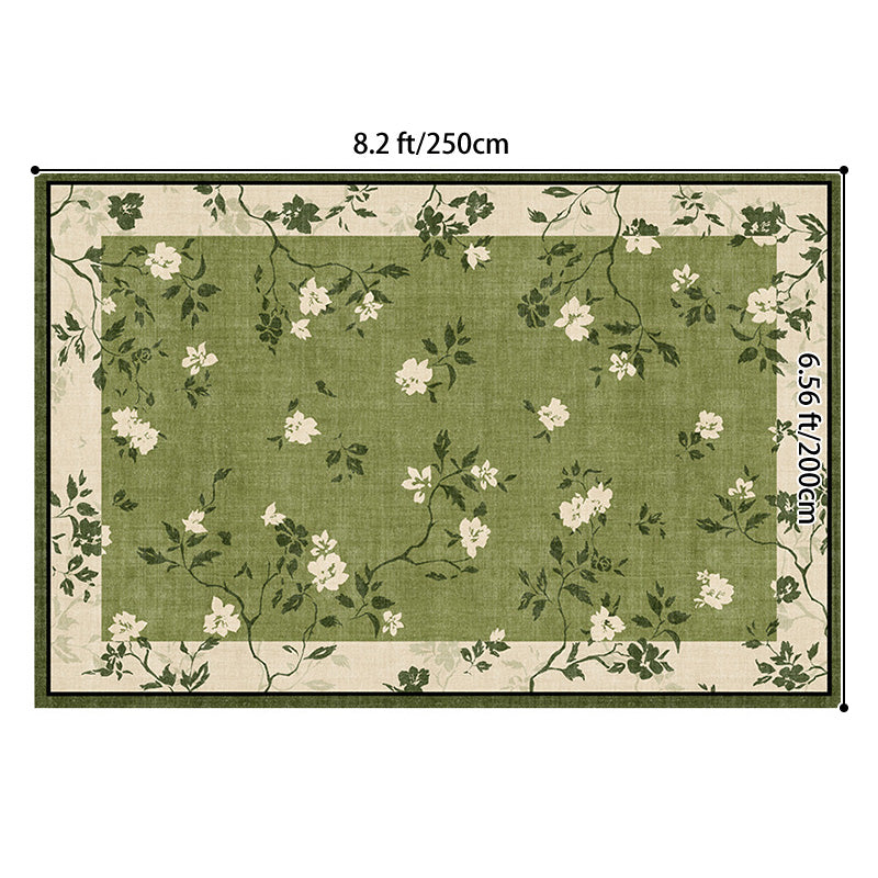 Traditional French Rectangular Polyester Fiber Dotted Plastic Cotton Linen Printed Non-Slip Rug For Living Room