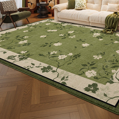 Traditional French Rectangular Polyester Fiber Dotted Plastic Cotton Linen Printed Non-Slip Rug For Living Room