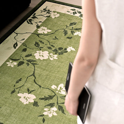 Traditional French Rectangular Polyester Fiber Dotted Plastic Cotton Linen Printed Non-Slip Rug For Living Room