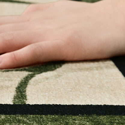 Traditional Vintage Rectangular Polyester Fiber Dotted Plastic Cotton Linen Printed Non-Slip Rug For Living Room