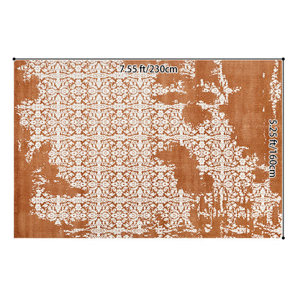 Traditional Vintage Rectangular Polypropylene Polyester Jute High-Low Texture Non-Slip Rug For Living Room